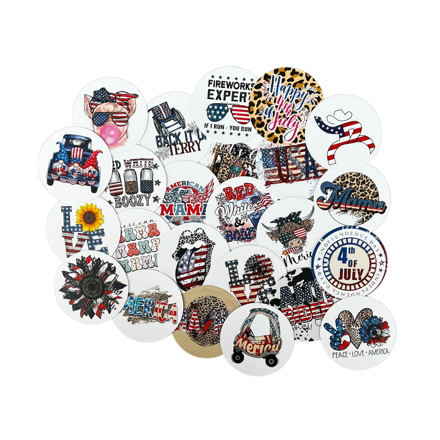 4th of July Freshie Cardstock Circles Cutouts Rounds | 24 pk mixed