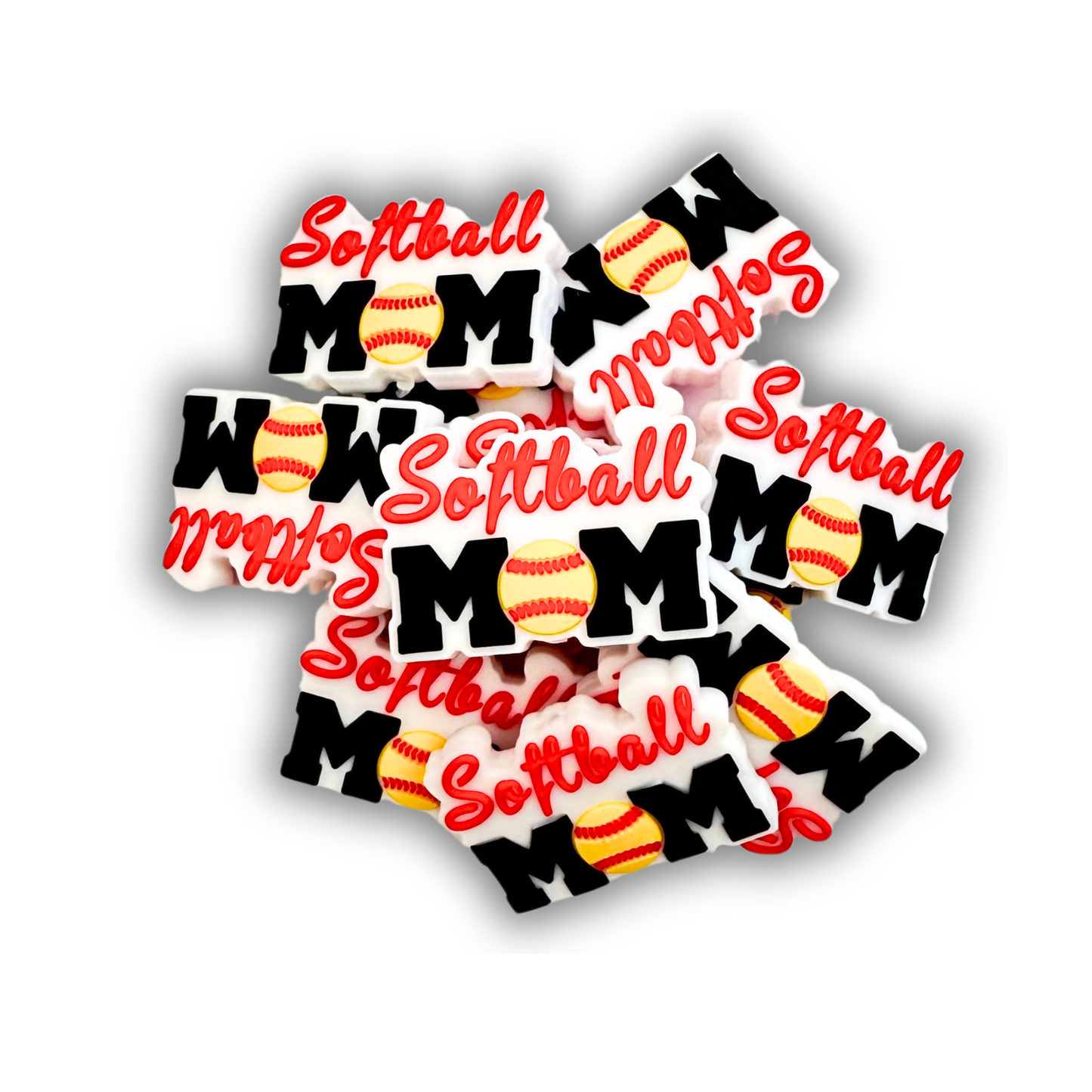 Softball Mom Silicone Focal Bead | 12 Pack