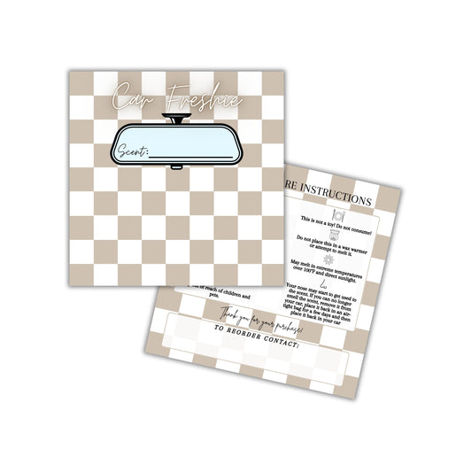 Tan Checkered Freshie Cardstock Insert for Holographic Bag 30pk 5.6x5.6” for 6” Square Bags