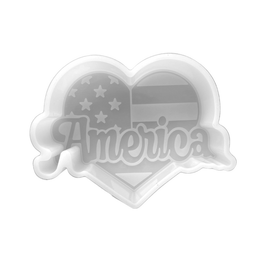 America Flag Heart Silicone Mold