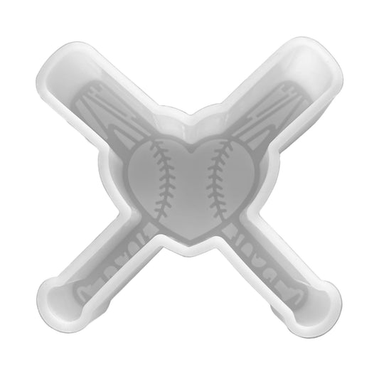 Baseball Heart and Crossed Bats Silicone Mold