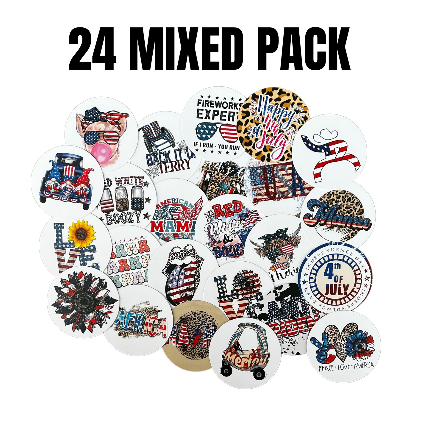 4th of July Freshie Cardstock Circles Cutouts Rounds | 24 pk mixed