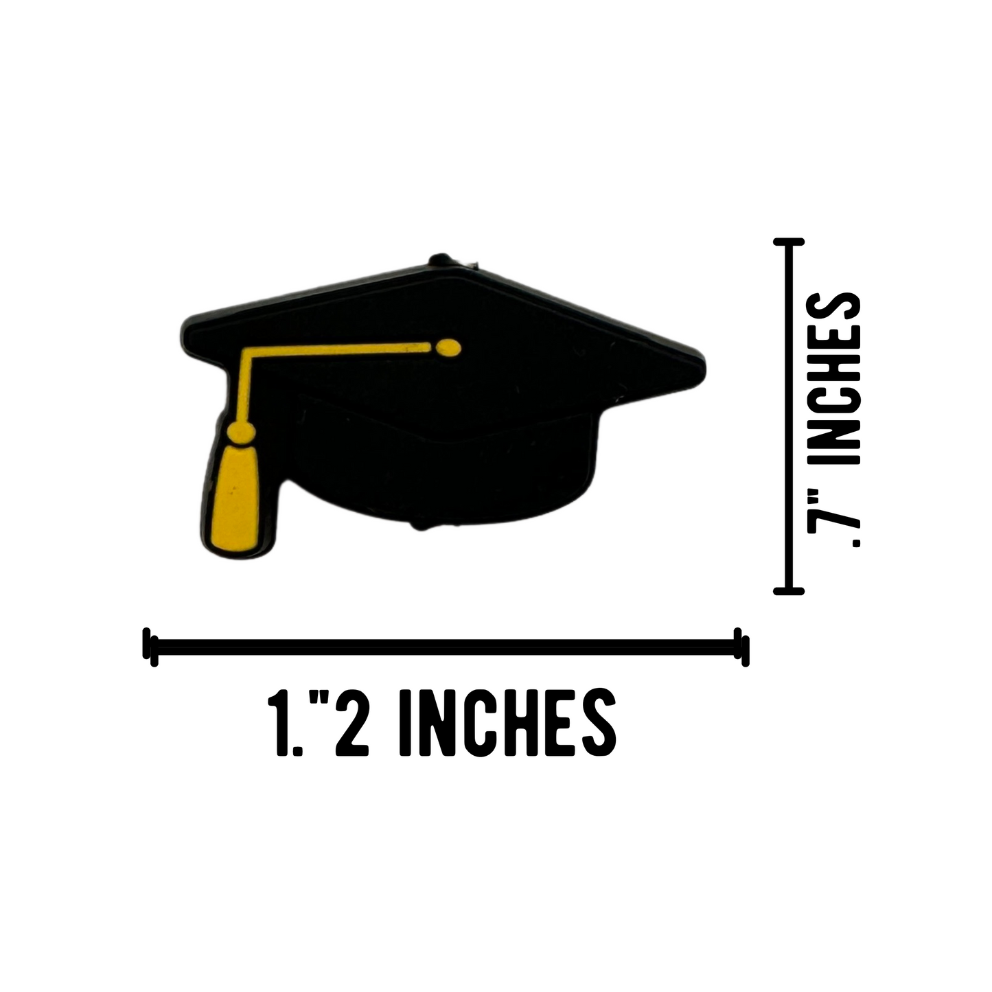 Graduation Cap with Tassel Silicone Focal Bead | 12 pack