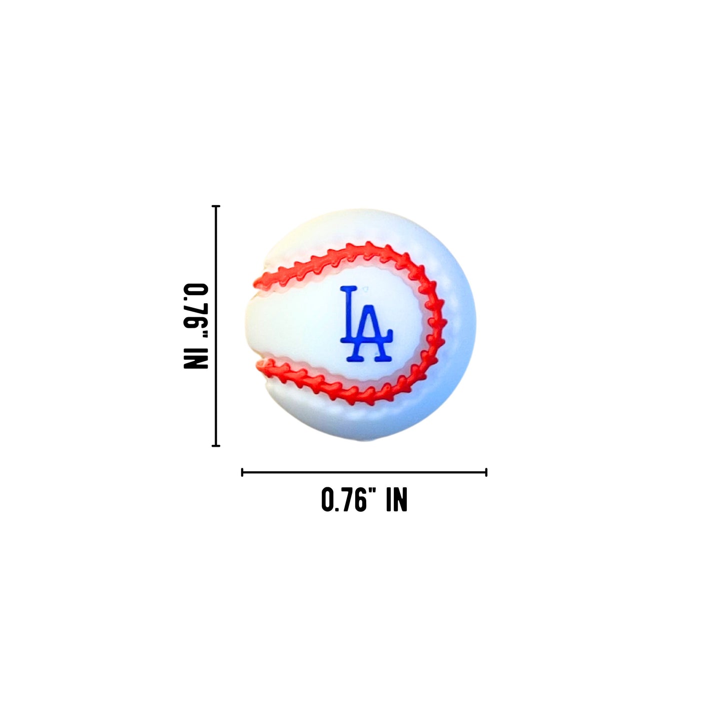 Baseball Shaped Silicone Focal Bead 12pk