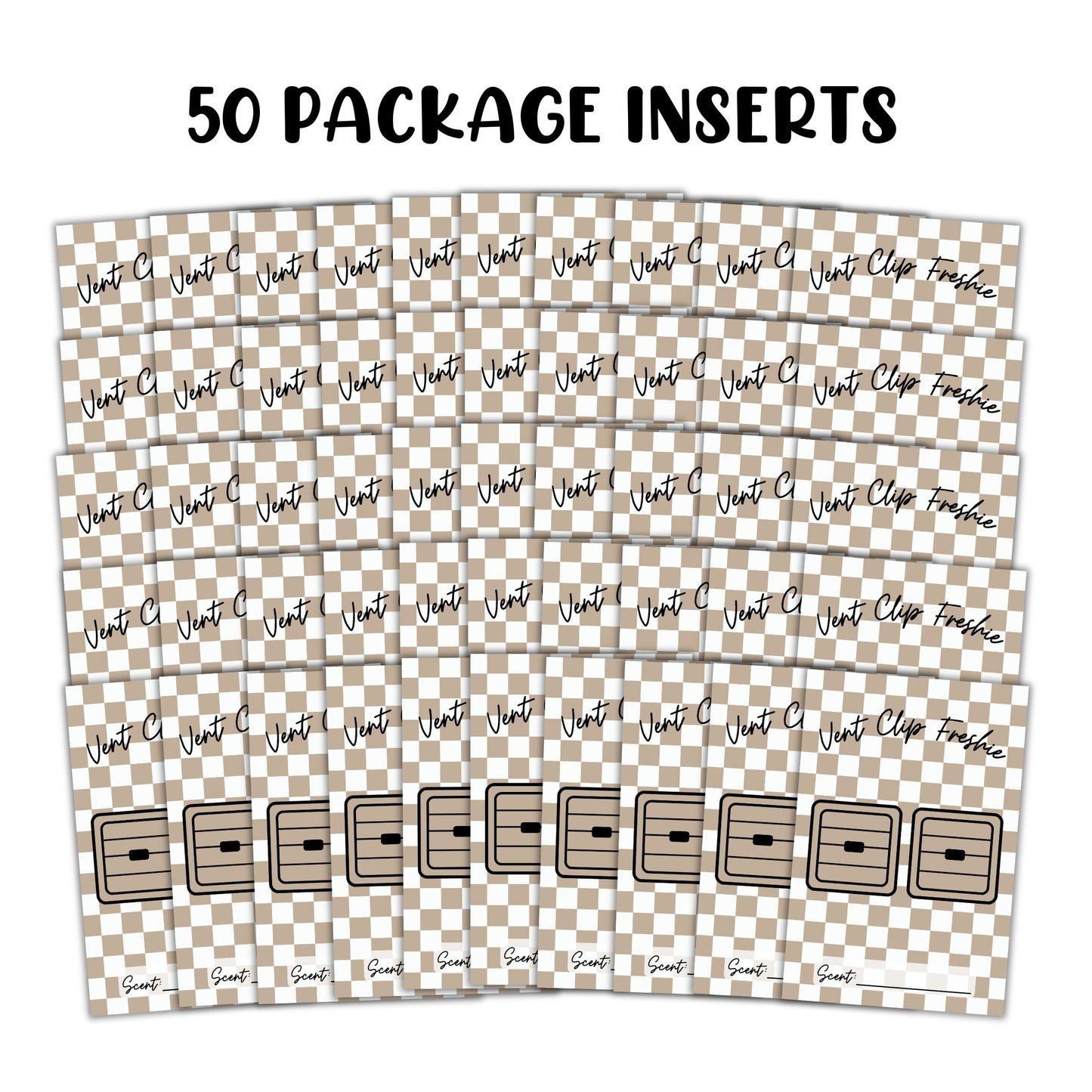 Vent Clip Freshie Package Insert Card with Card Instructions 4x6 - 50 Pack