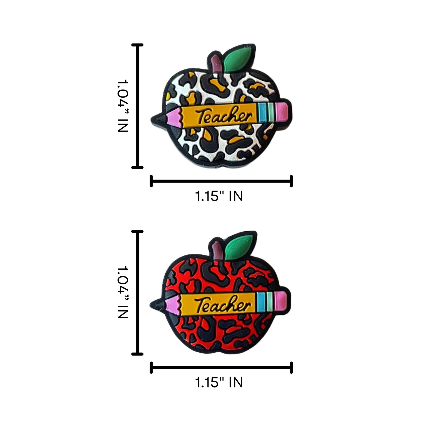 Leopard Apple Teacher Silicone Focal Bead 12pk Mixed