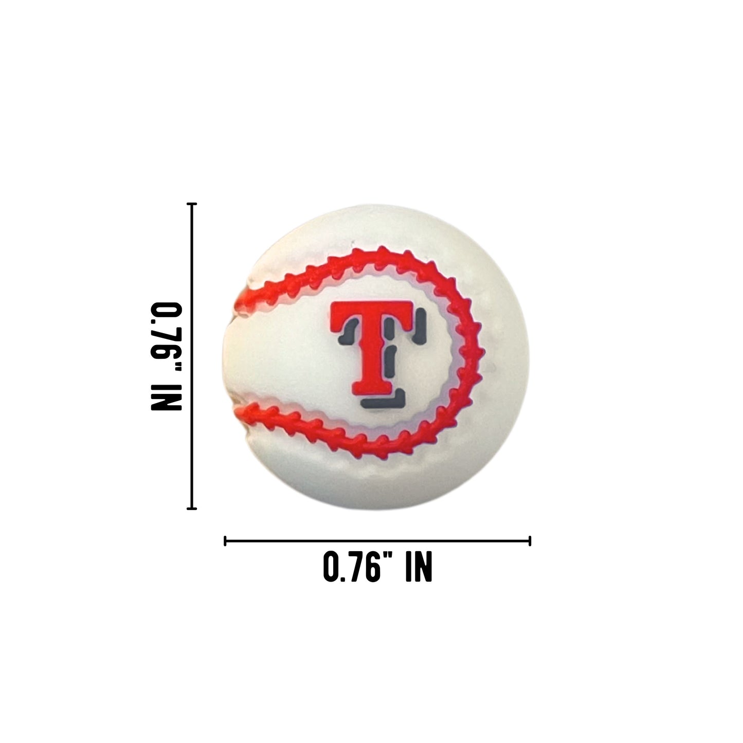 Baseball Shaped Silicone Focal Bead 12pk