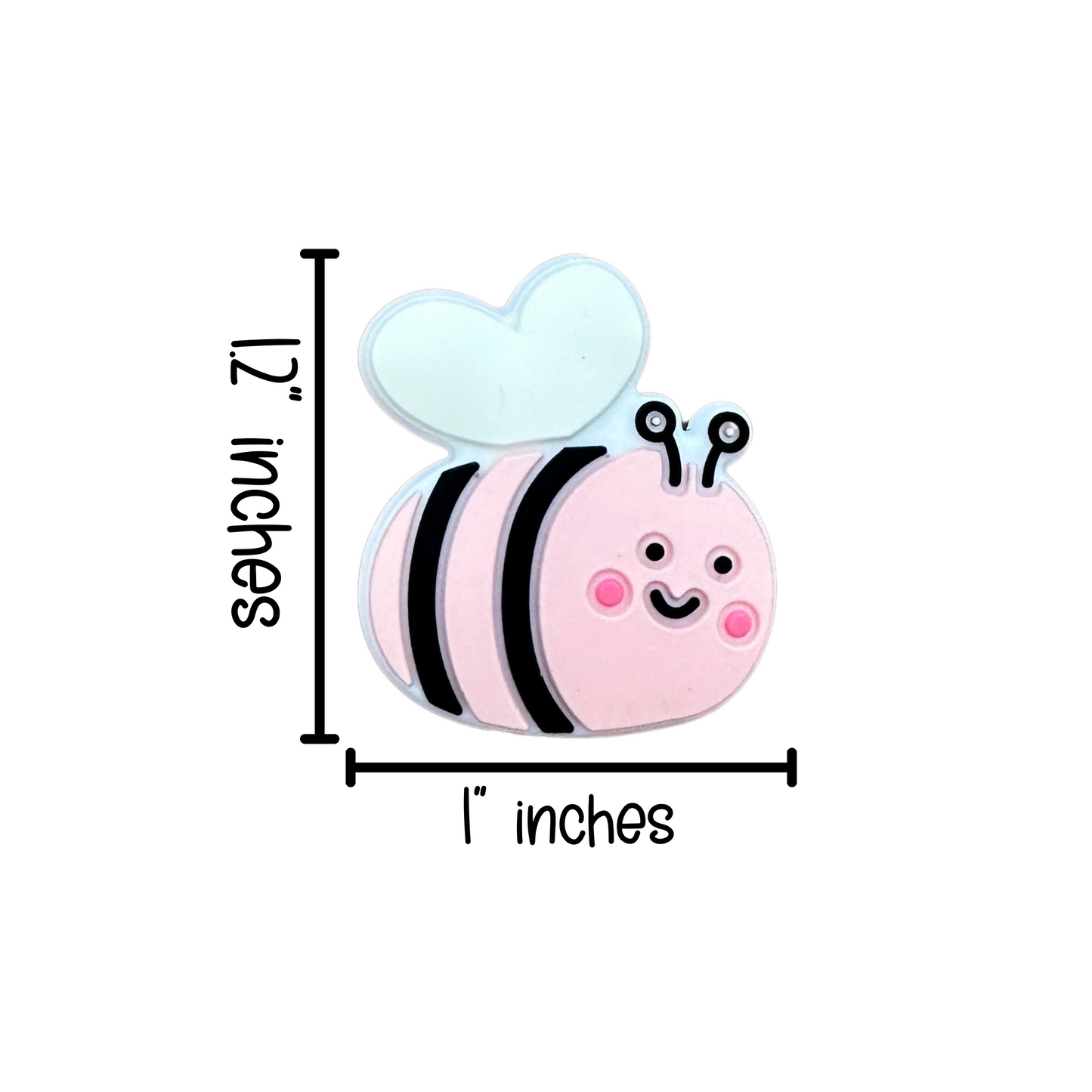 Pink Bumble Bee Silicone Focal Beads | 12 Pc