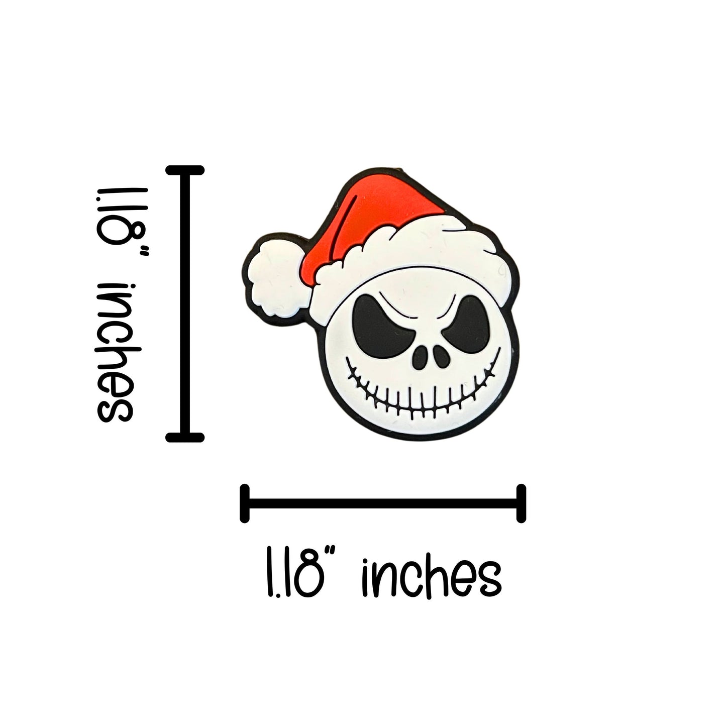 Santa Hat Skeleton Jack Halloween Christmas Skelling Silicone Focal Bead | 12pk