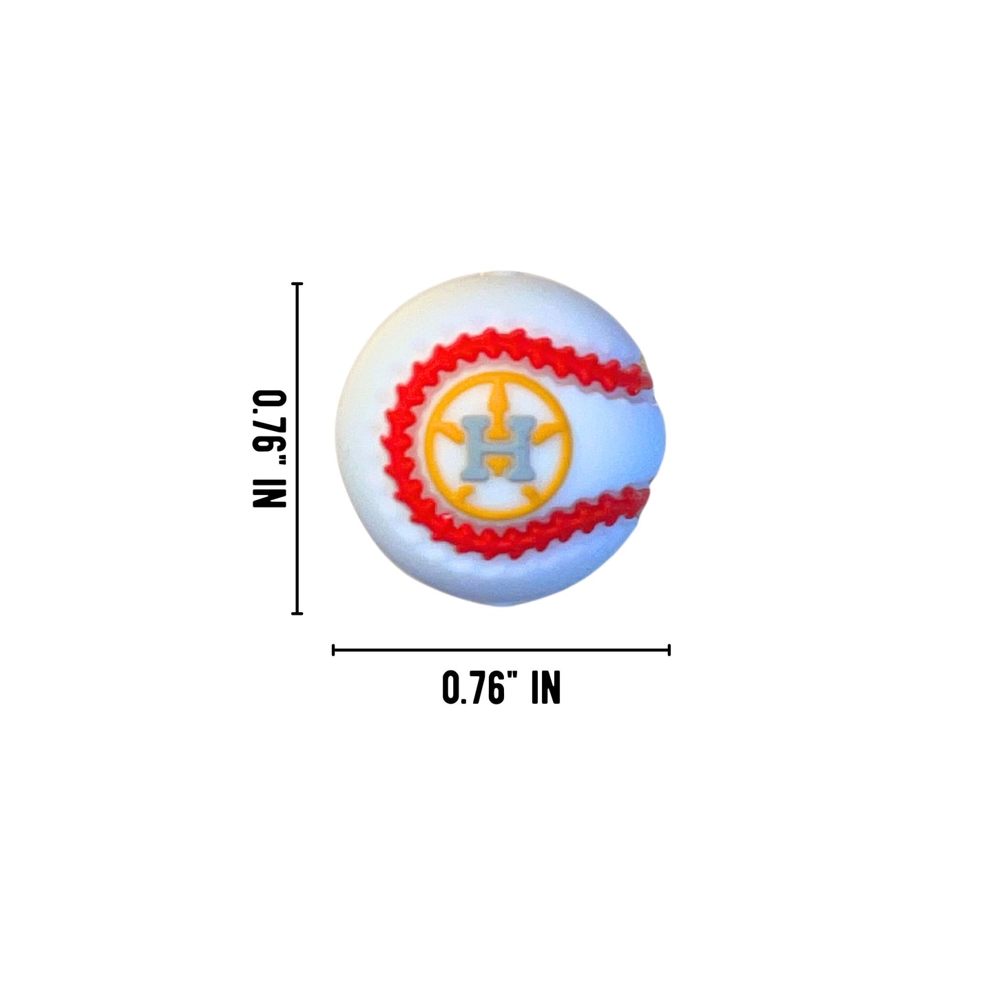 Baseball Shaped Silicone Focal Bead 12pk