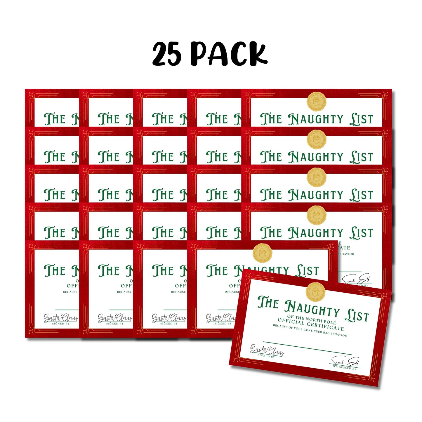 Naughty List Official Certificate | 25pk | 5.5” x 8.5”