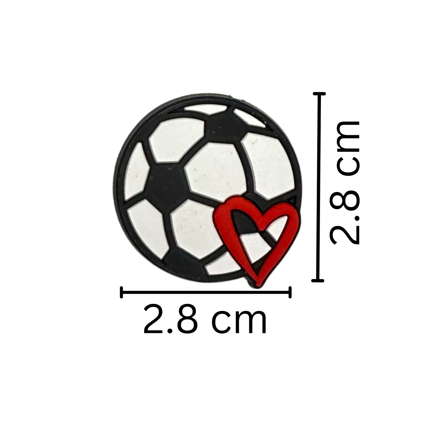 Soccer Ball with Heart Silicone Bead| 12 pk