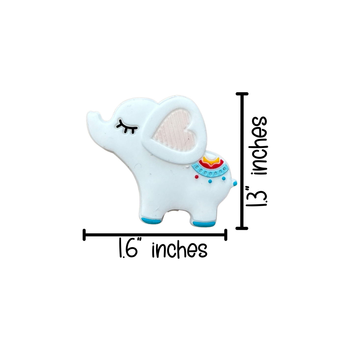 White Elephant Silicone Focal Bead | 12 Pack