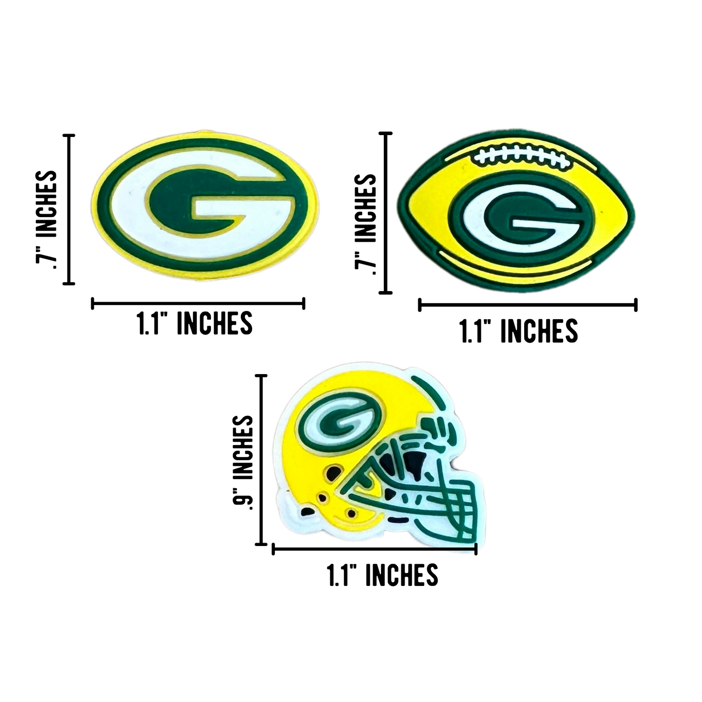 Green Pack Football Silicone Focal Bead Set Bay | 12 Pc