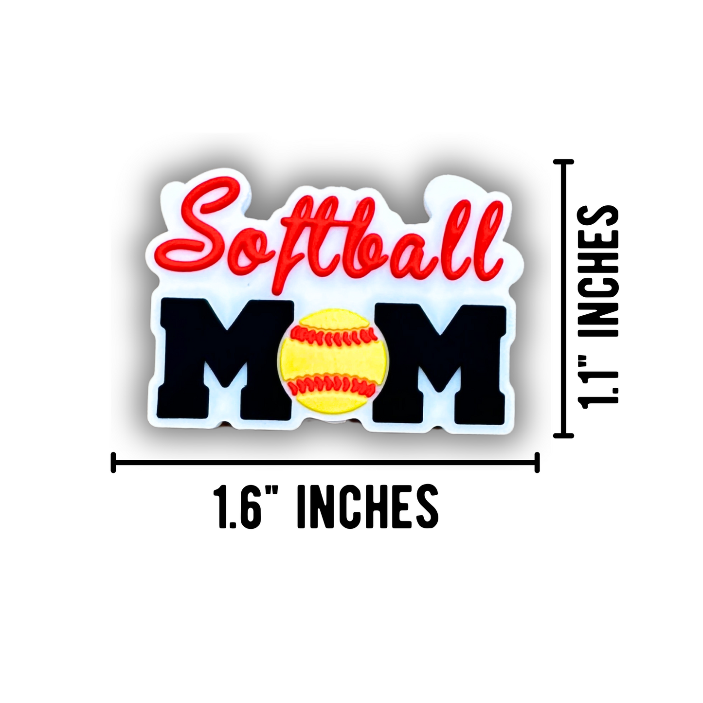 Softball Mom Silicone Focal Bead | 12 Pack