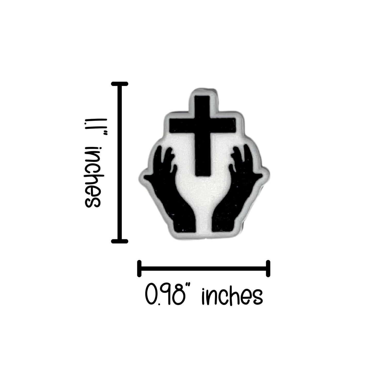 Cross with Praying Hands Christian Religious Bible Silicone Beads | 12pk