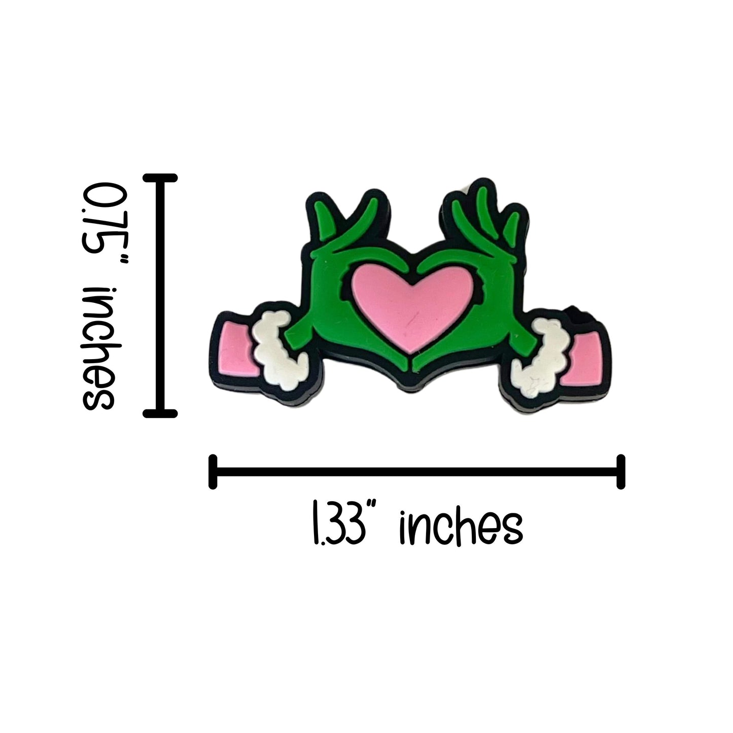 Grouch Stole Christmas Heart Hands Green Silicone Focal Bead | 12pk