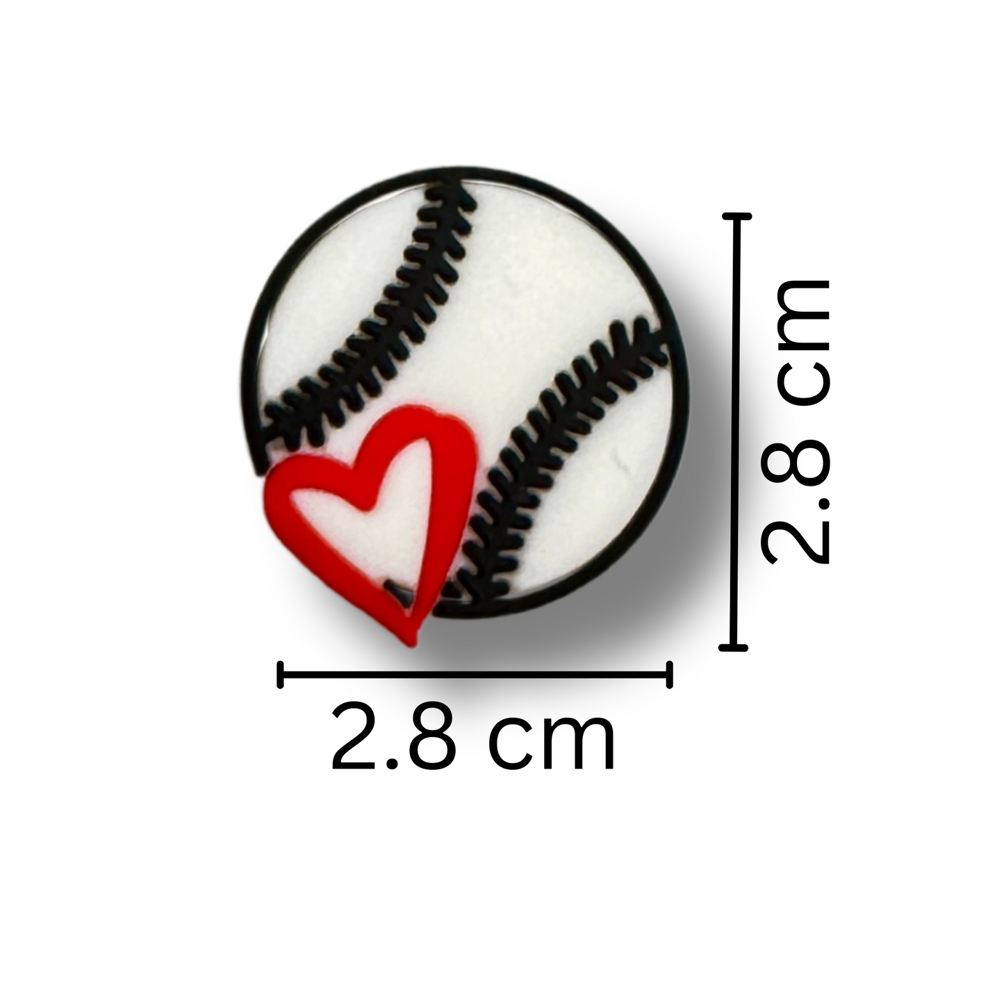 Baseball with Heart Silicone Bead| 12 pk