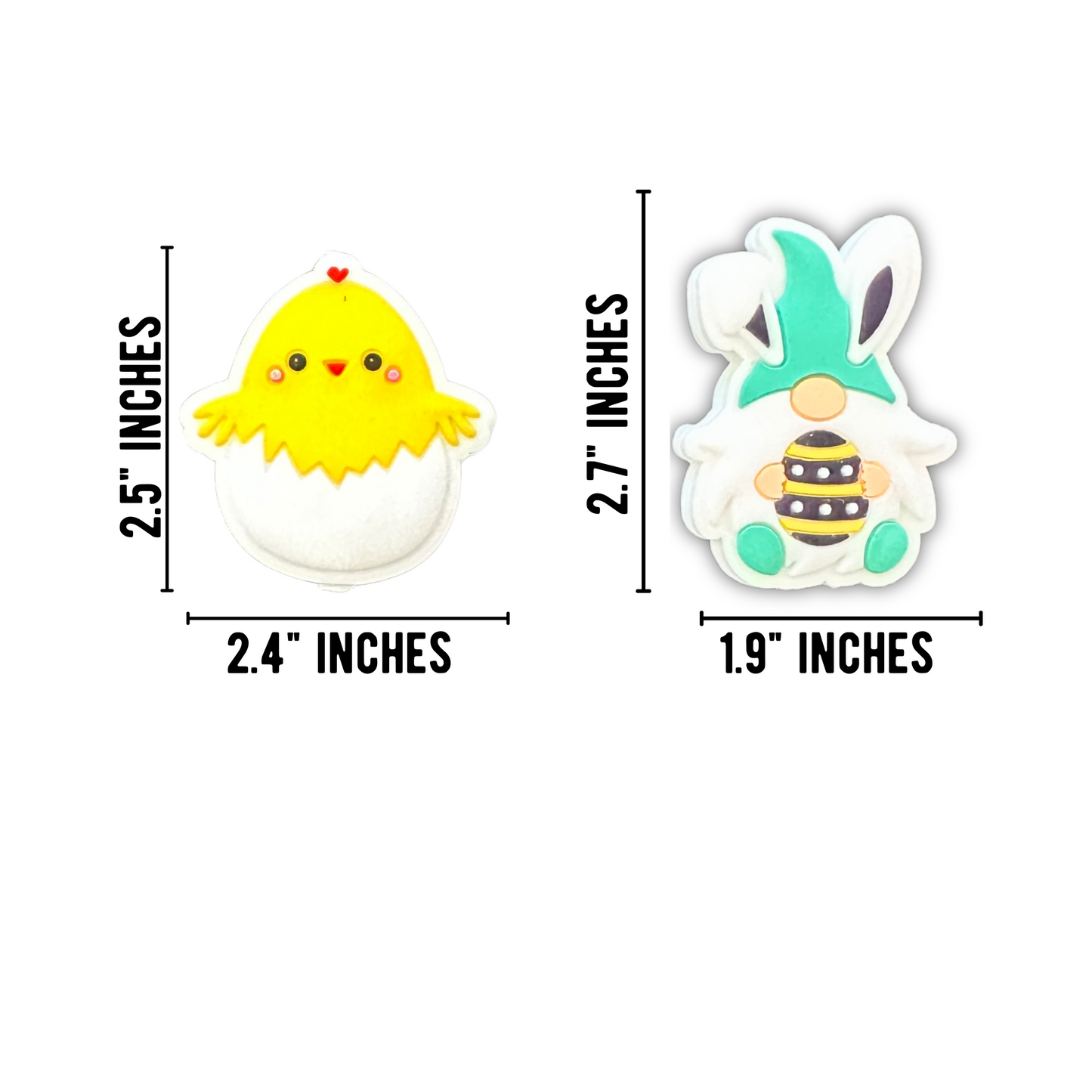 Easter Egg & Gnome Marshmallow Shaped Silicone Focal Bead | 12 pk Mixed