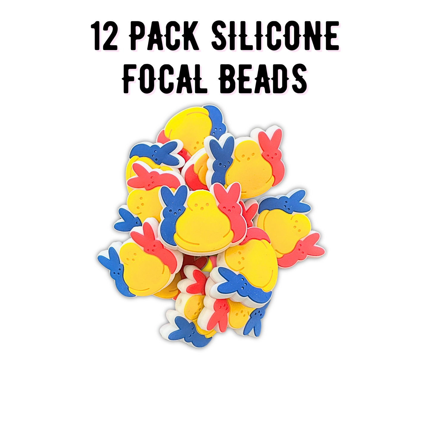 Easter Bunny Marshmallow Shaped Silicone Focal Bead | 12 pk