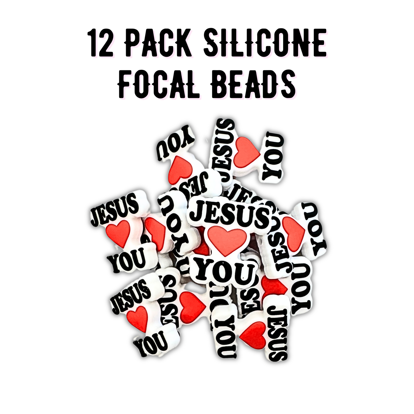 Jesus Loves You Silicone Focal Bead | 12 pack