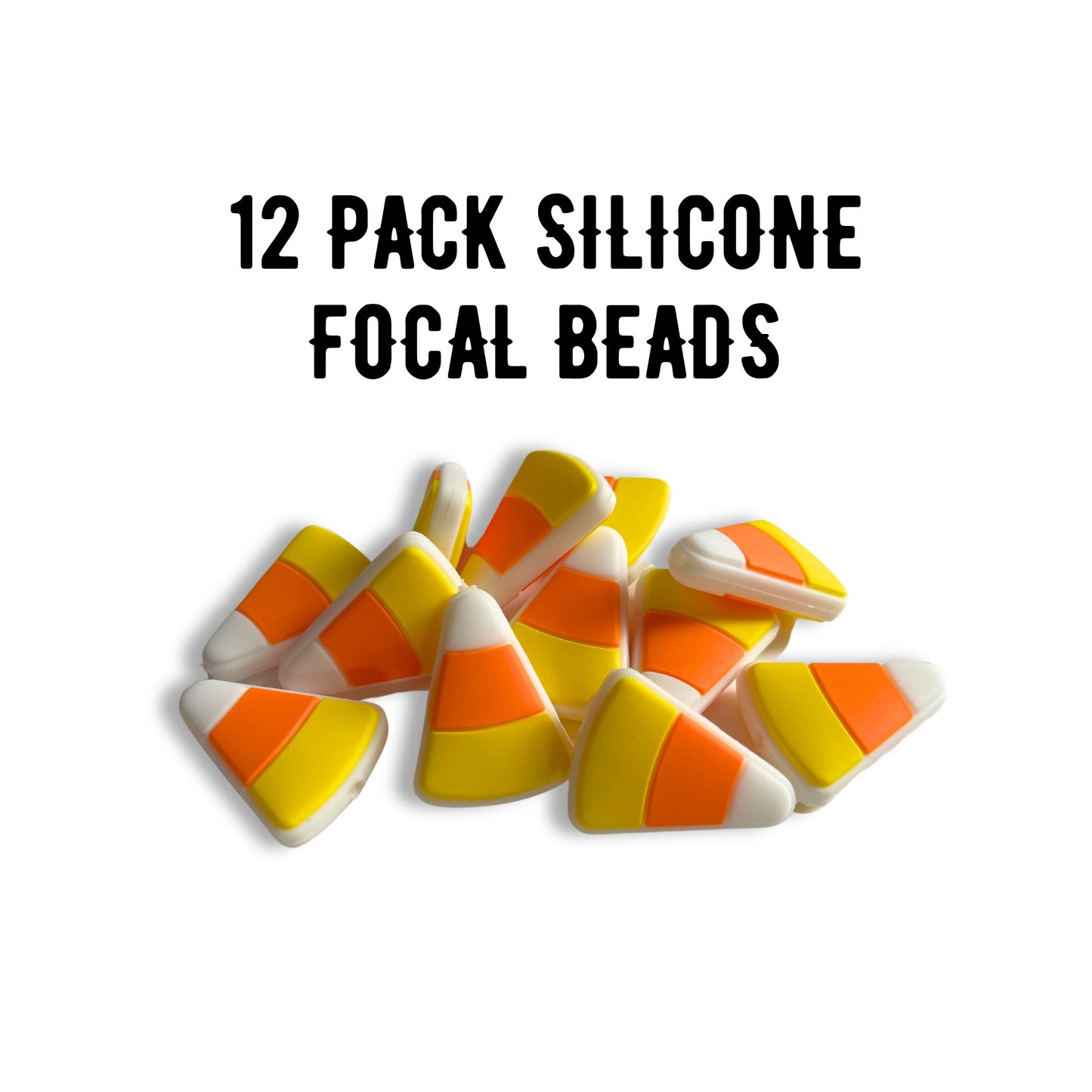 Candy Corn Halloween Silicone Focal Beads 12pk
