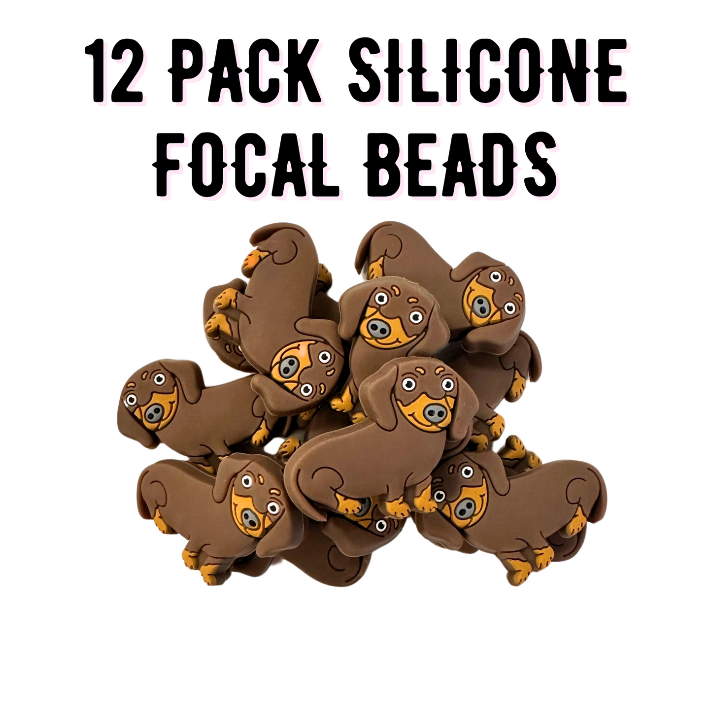 Dachshund Dog Silicone Bead| 12 pk