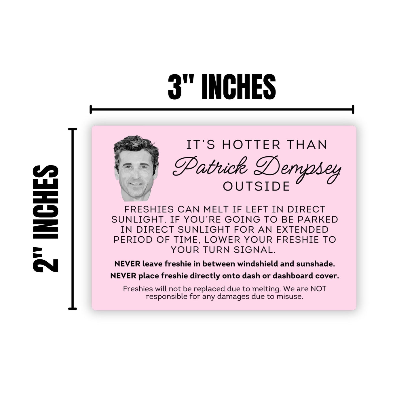 Hotter Than Patrick Freshie Stickers Dempsey | 3x4” 250 pcs/roll Car Scent Instruction Warning Labels