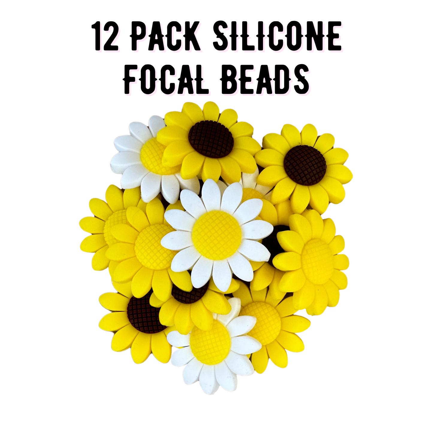 Sunflower Silicone Focal Bead Set | 12 Pc Mixed Pack