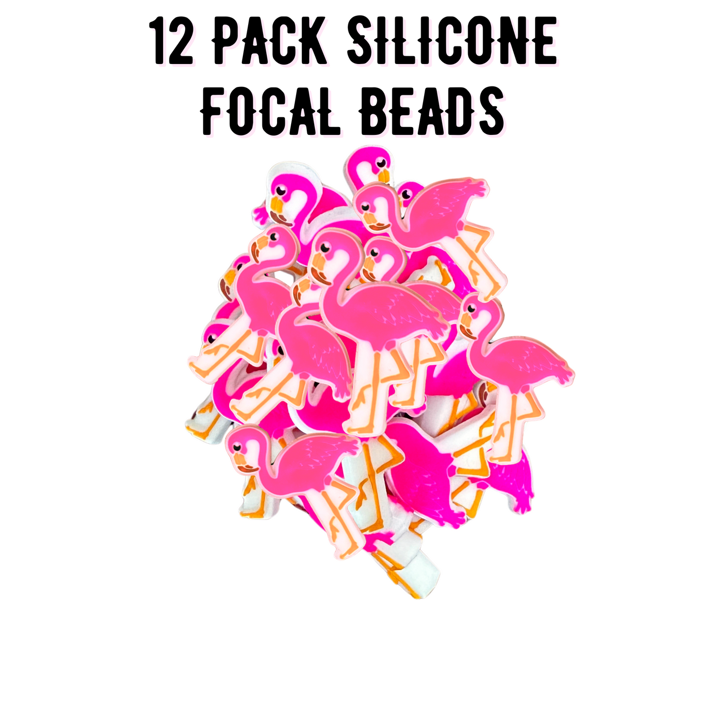 Pink Flamingo Silicone Focal Bead | 12 Pack