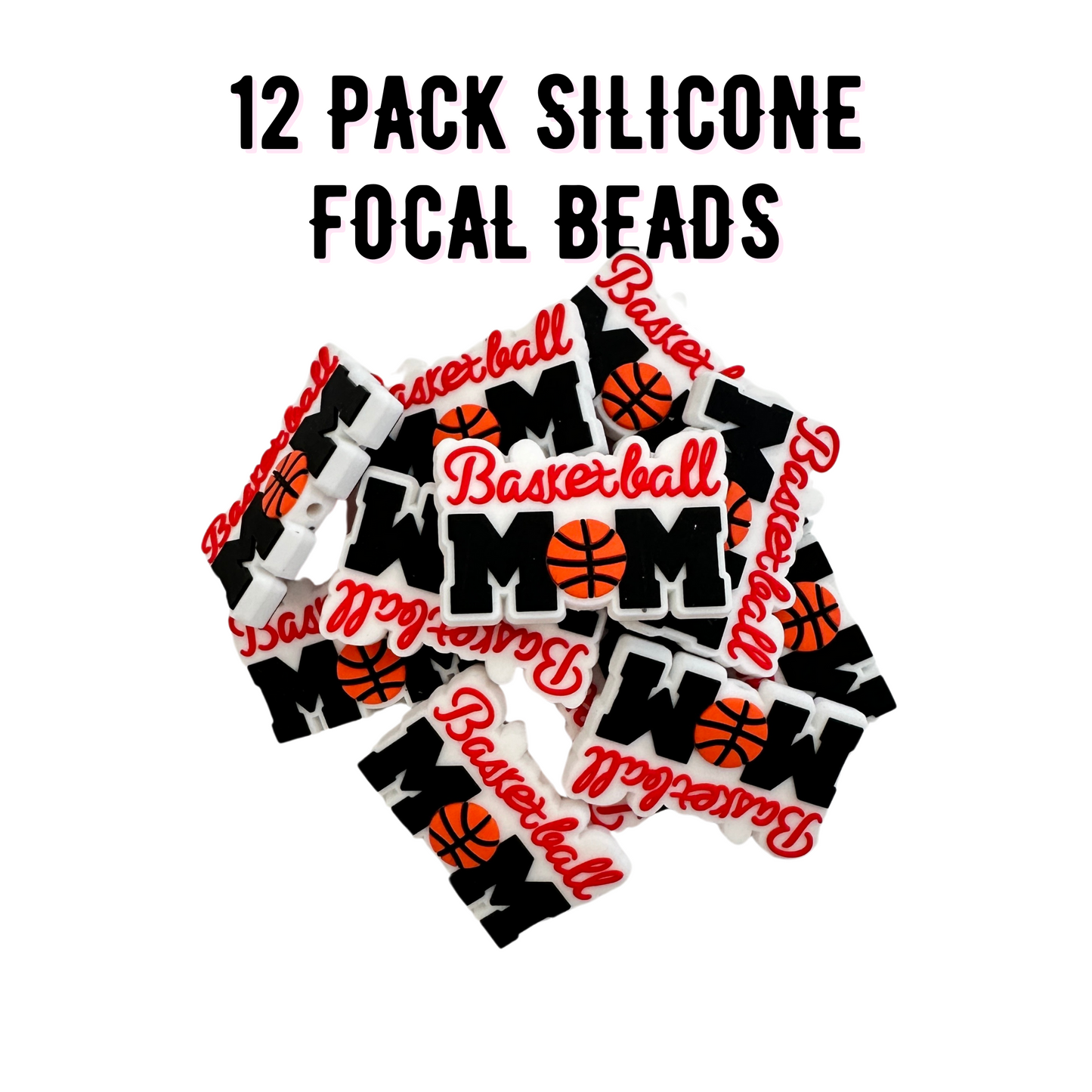 Basketball Mom Silicone Focal Bead | 12 Pack
