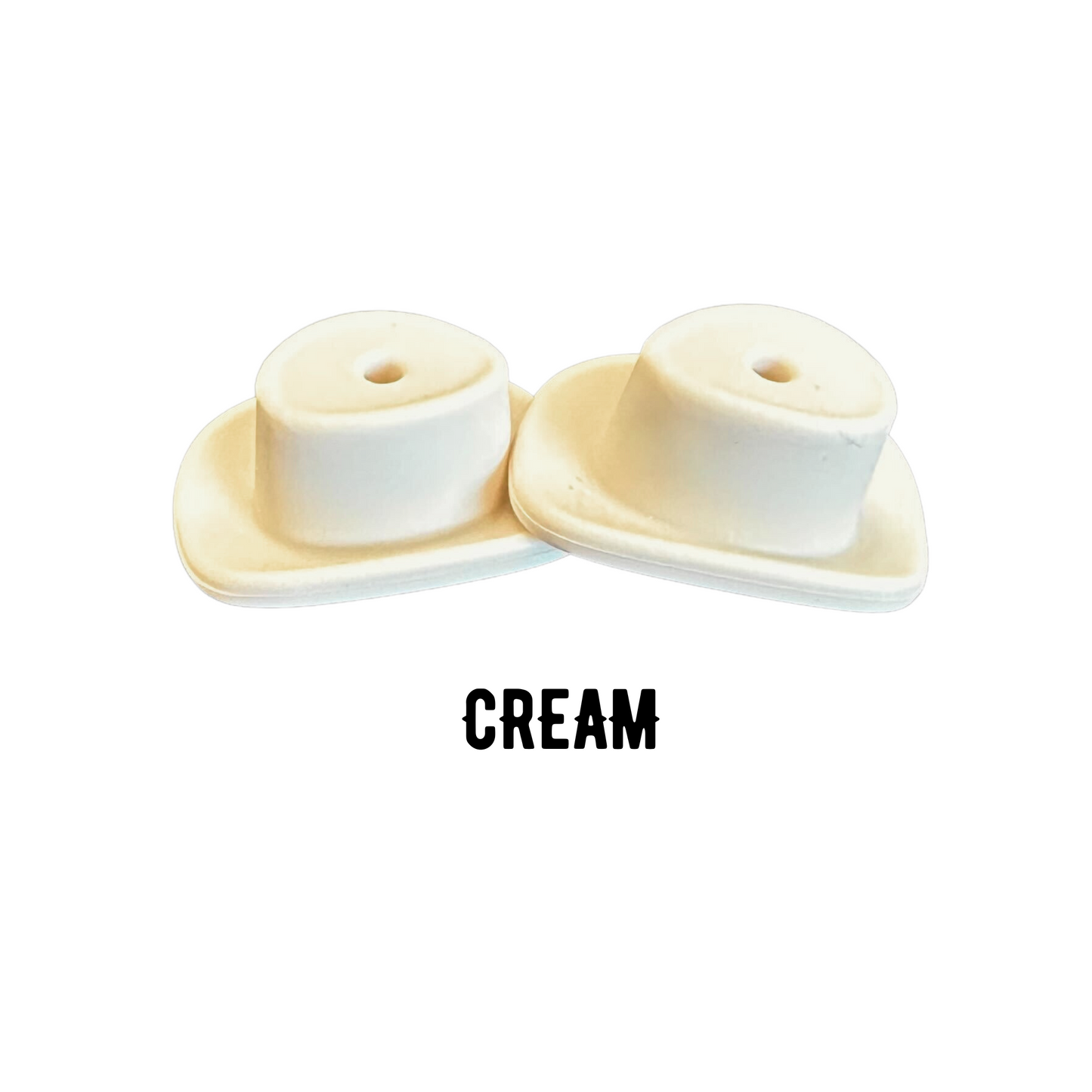 Cream Cowboy Hat Silicone Bead | 12 pk