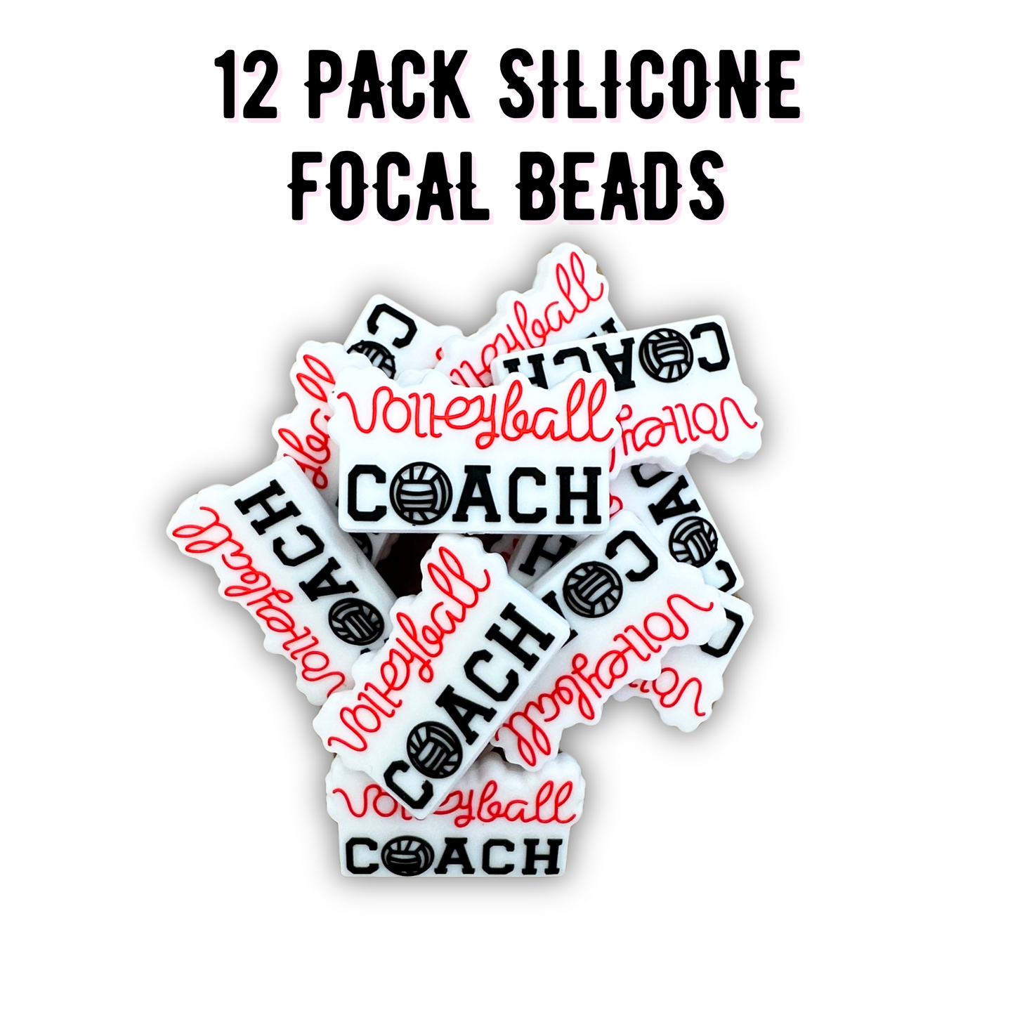 Volleyball Coach Silicone Focal Bead | 12 pack