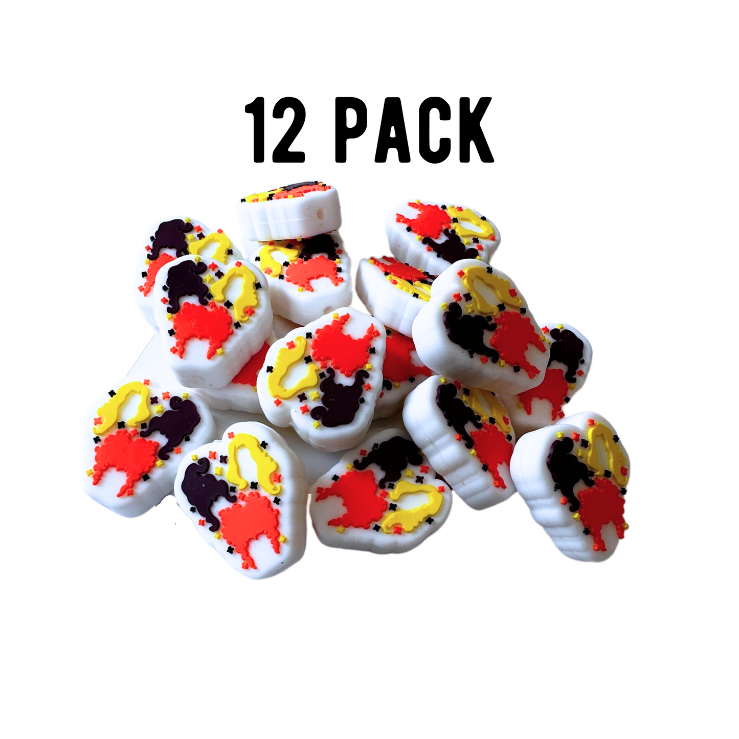 Hocus Halloween Focal Beads Silicone Horror 3 Witch Sisters | 12 pk