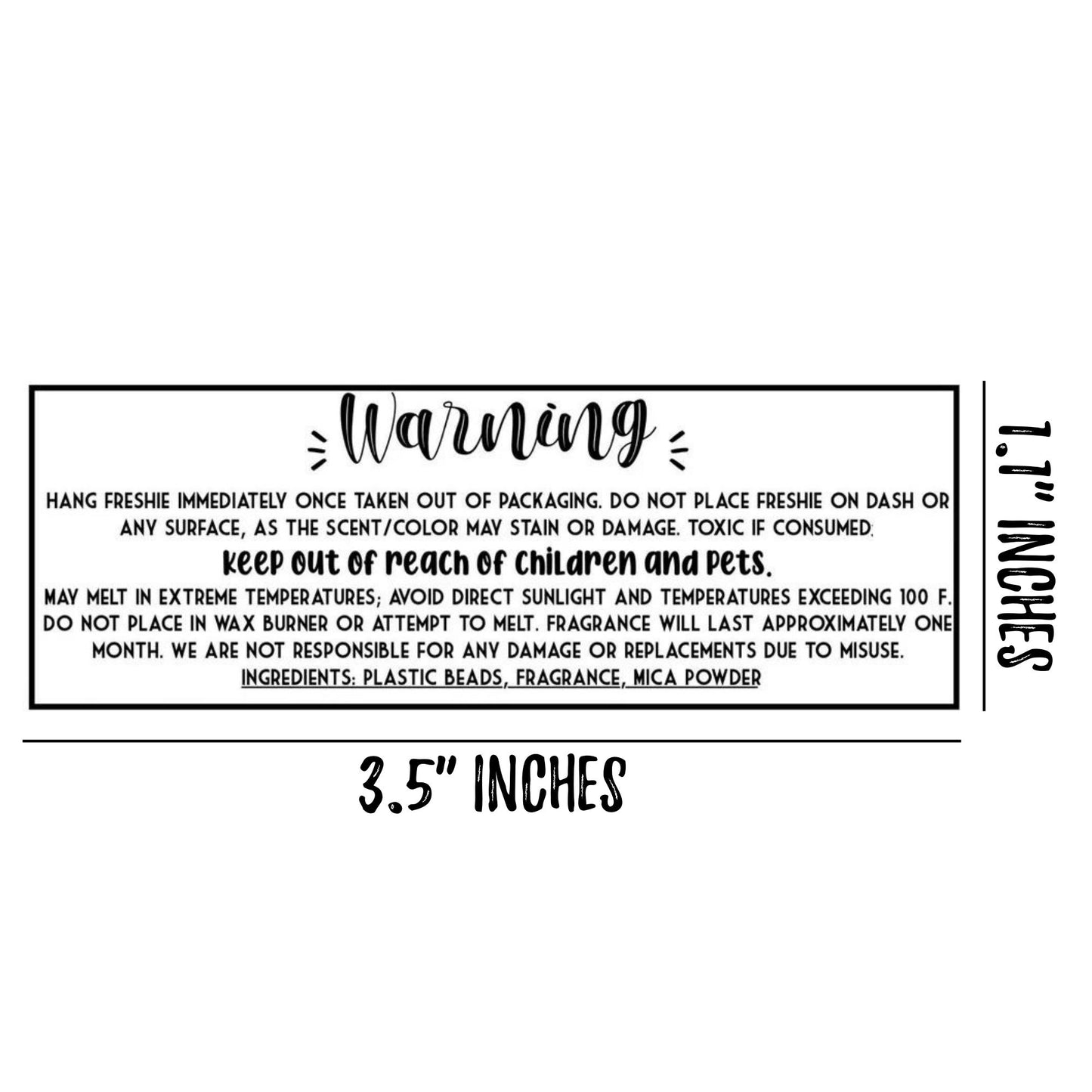 Freshie Warning Label Stickers