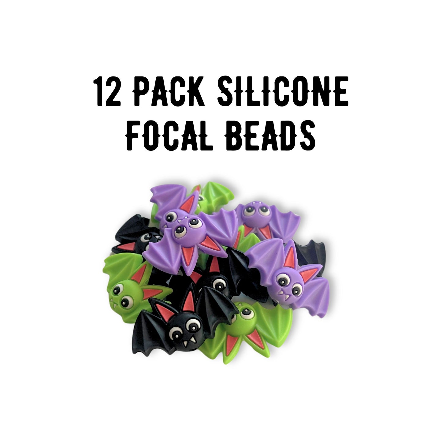 Bat Halloween Freddy Focal Bead 3D 12 pk Mixed