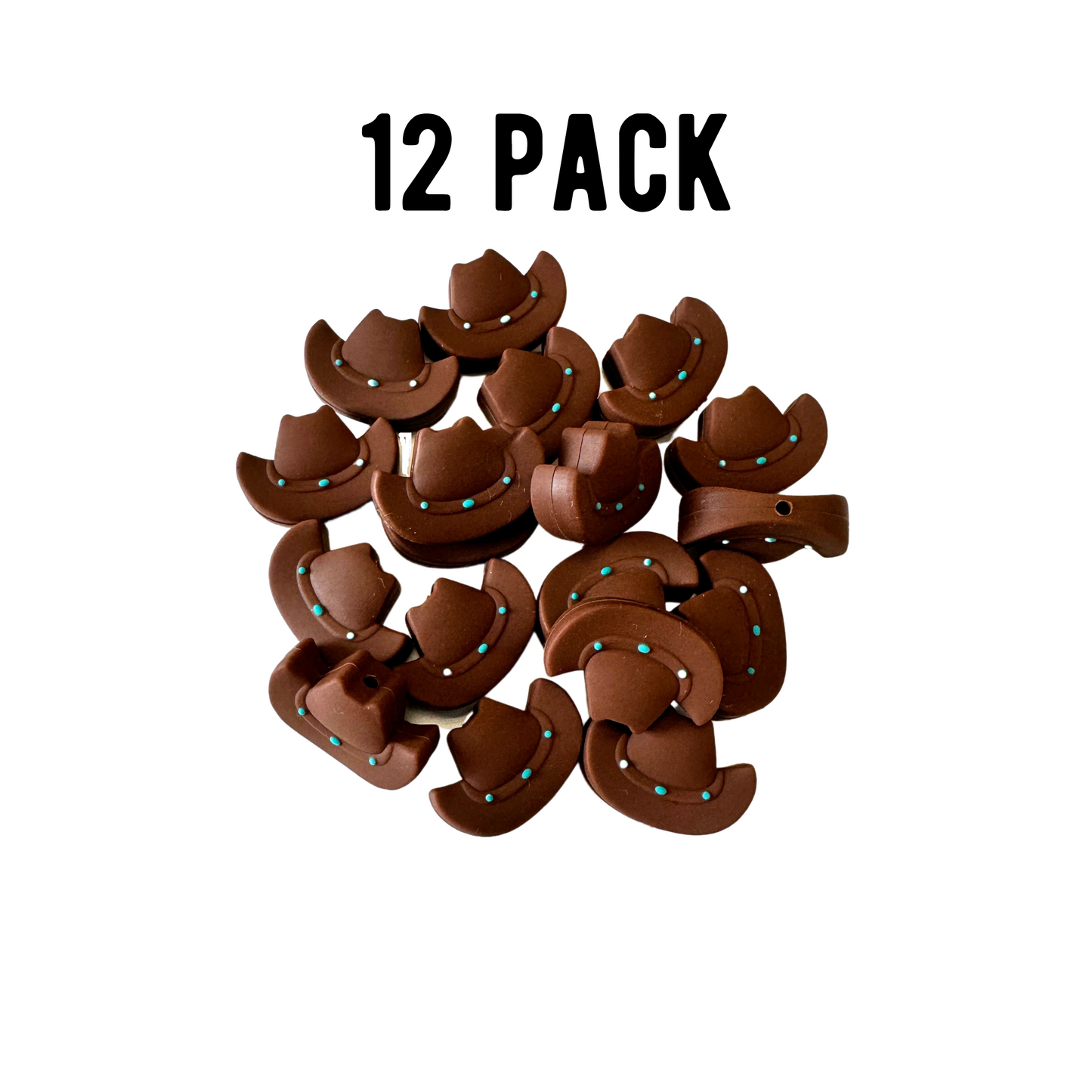 Cowboy Hat with Turquoise Silicone Bead | 12 pk