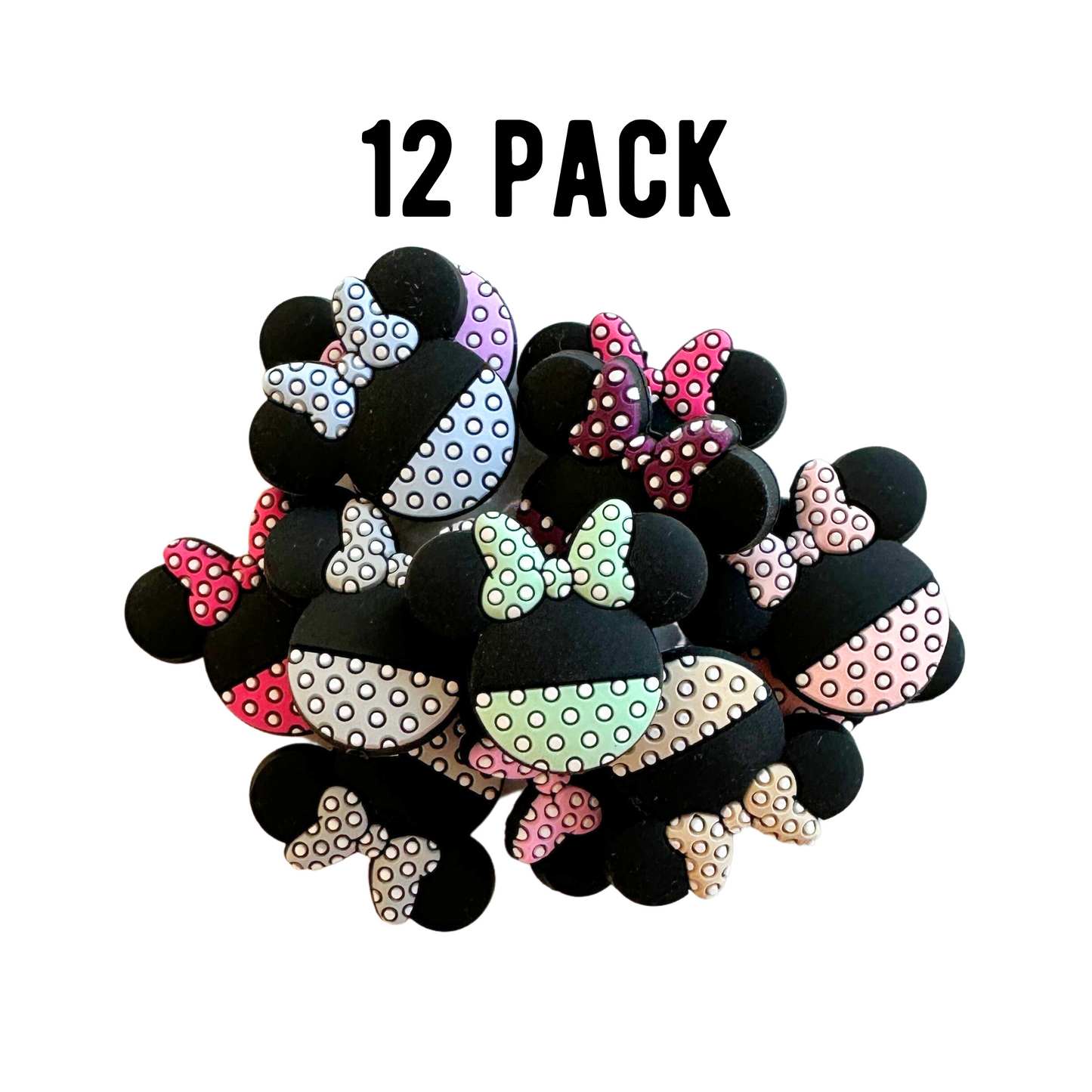 Mouse Ears Assorted Colors Focal Beads Silicone | 12 pk