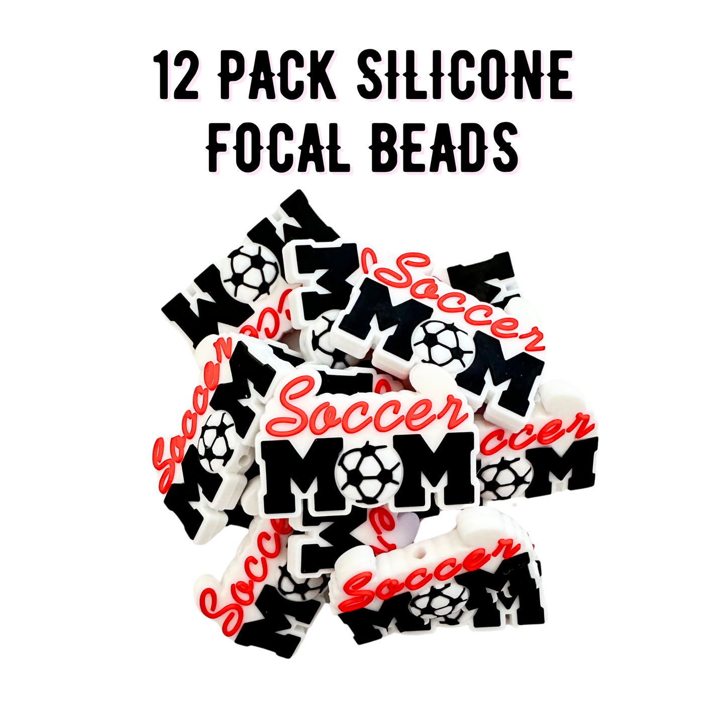 Soccer Mom Silicone Focal Bead | 12 Pack