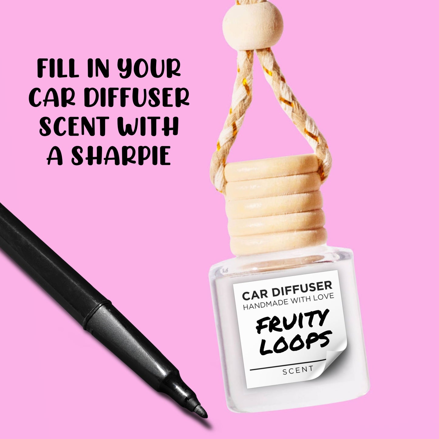 Car Oil Diffuser Hanging Bottle Scent Label | 350 pc Roll Mini 1x1” Inch Square