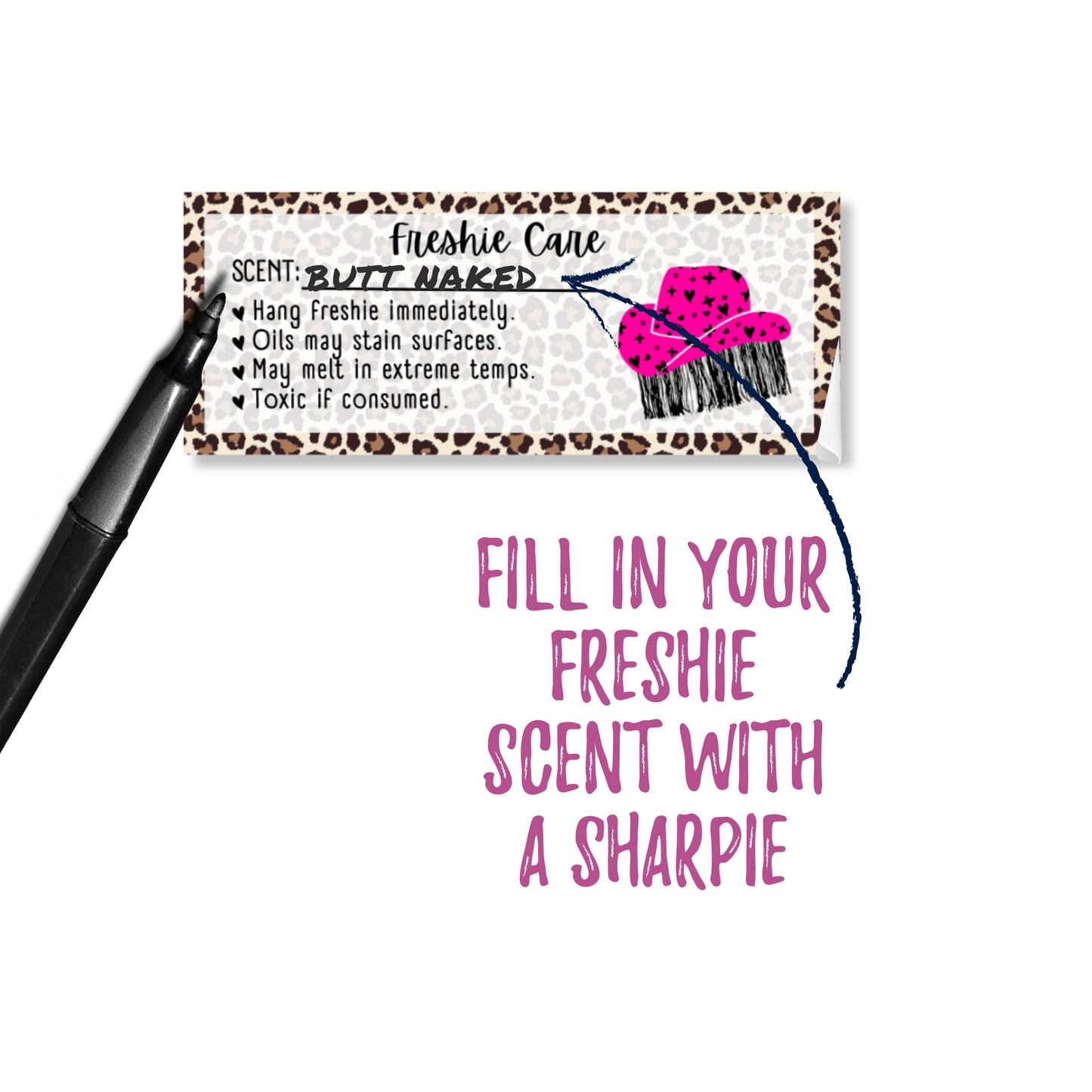 Leopard Pink Cowboy Hat Fringe Warning Labels Customer Package 1x2.5” |350 pc roll