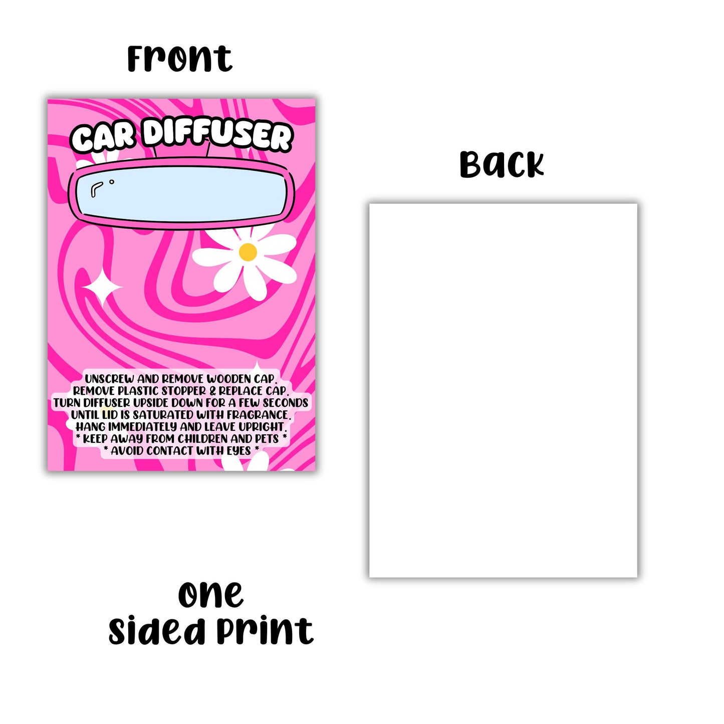 Car Oil Diffuser Package Bag Insert Care Instruction Cards | 50 pk 5x7” Floral Pink Flowers