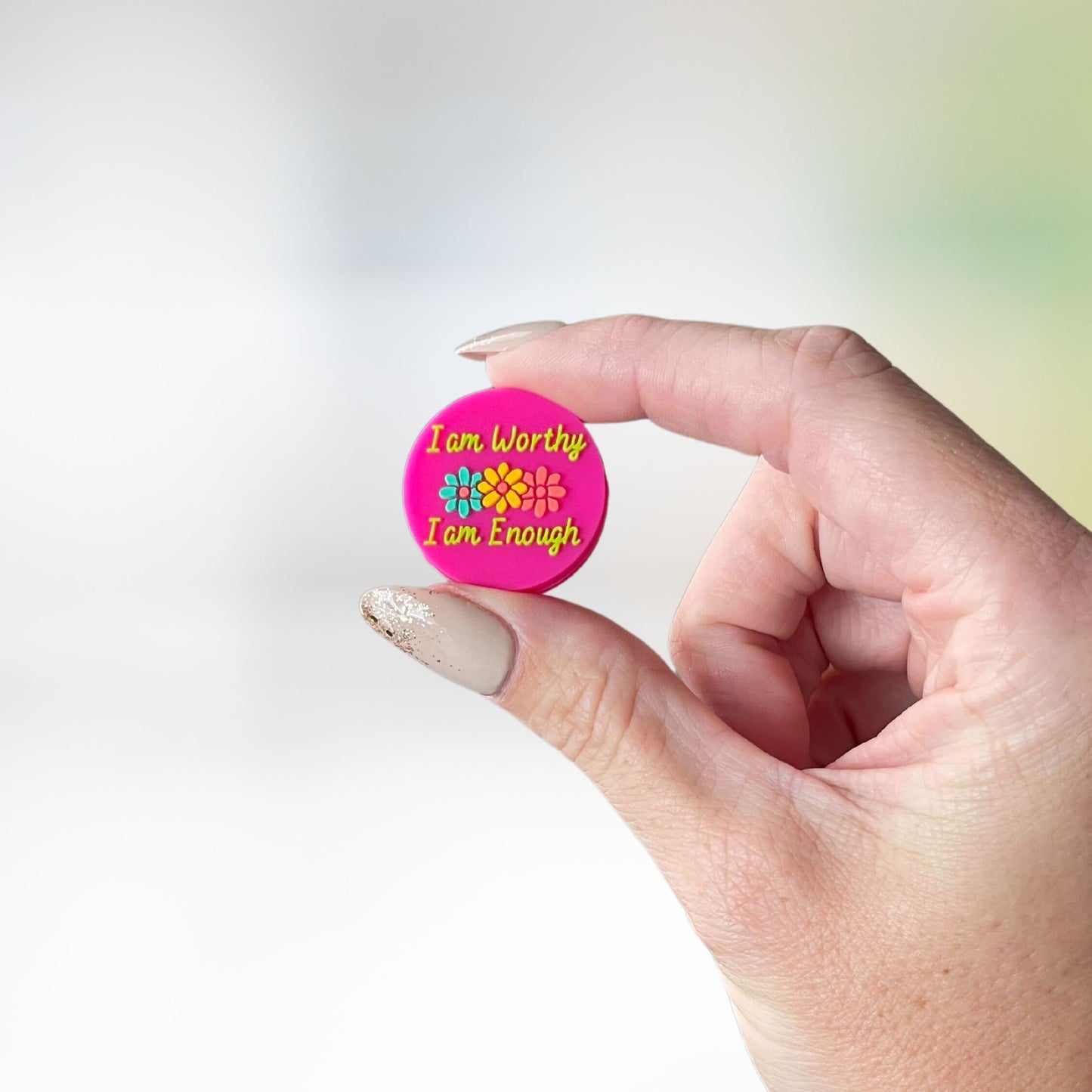 I Am Worthy Enough Silicone Focal Bead 12pk