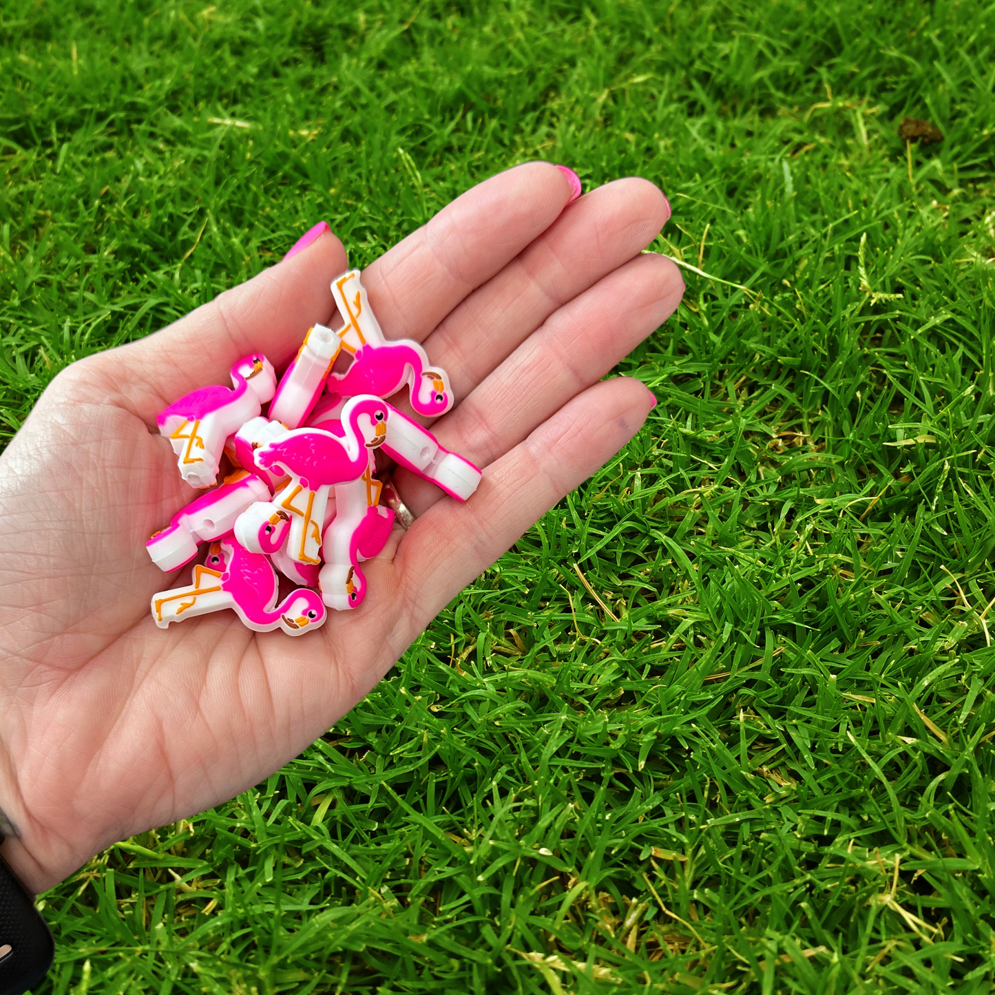 Pink Flamingo Silicone Focal Bead | 12 Pack