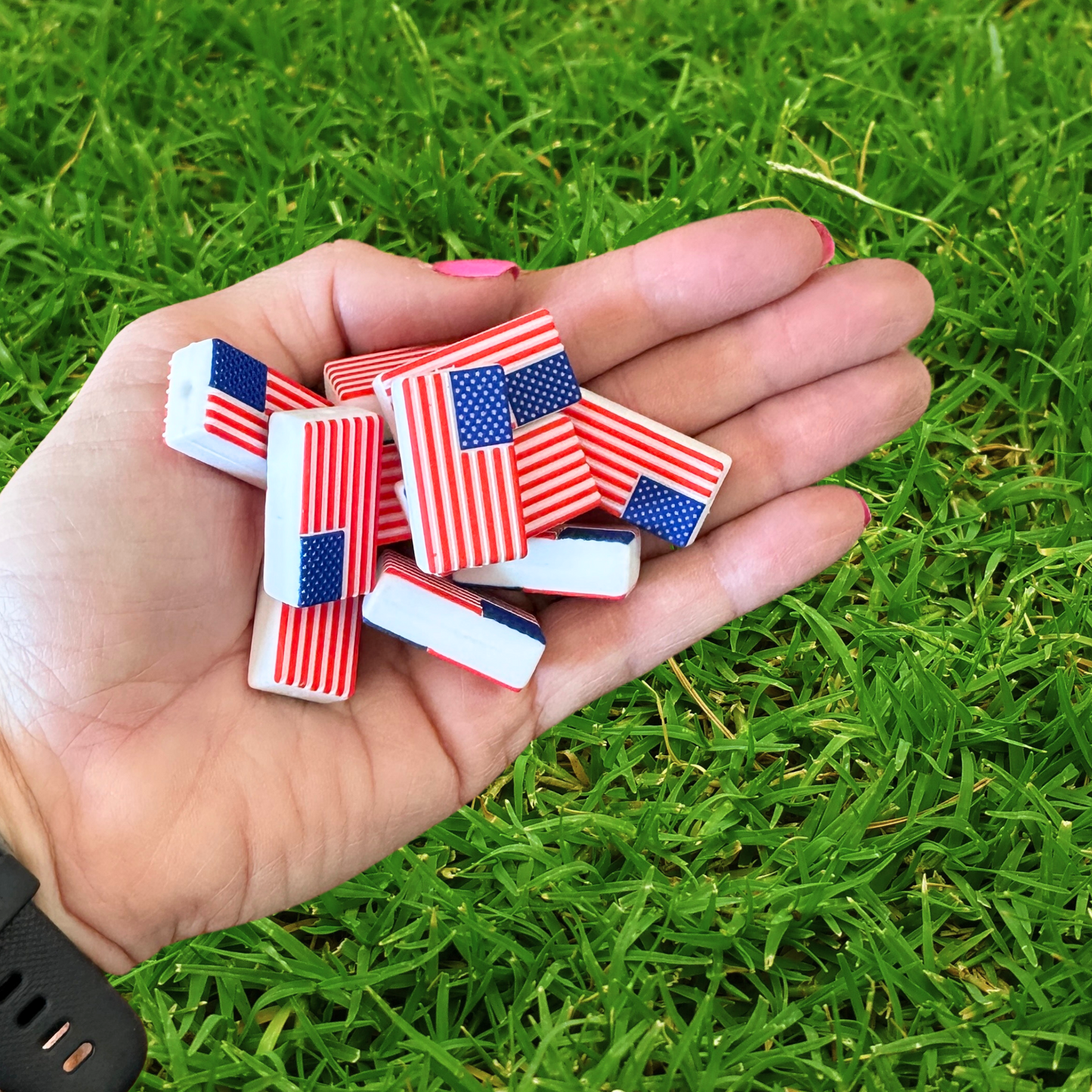 American Flag Silicone Focal Bead Set | 12 Pack