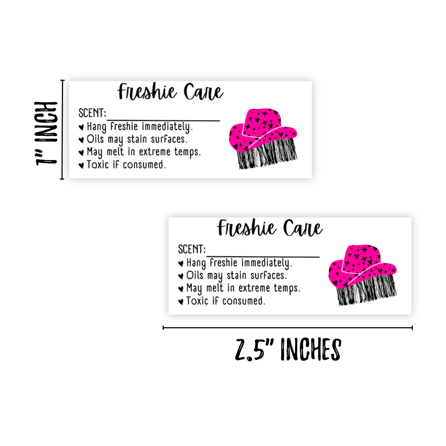 Cowboy Hat Fringe Warning Labels Customer Package 1x2.5” |350 pc roll