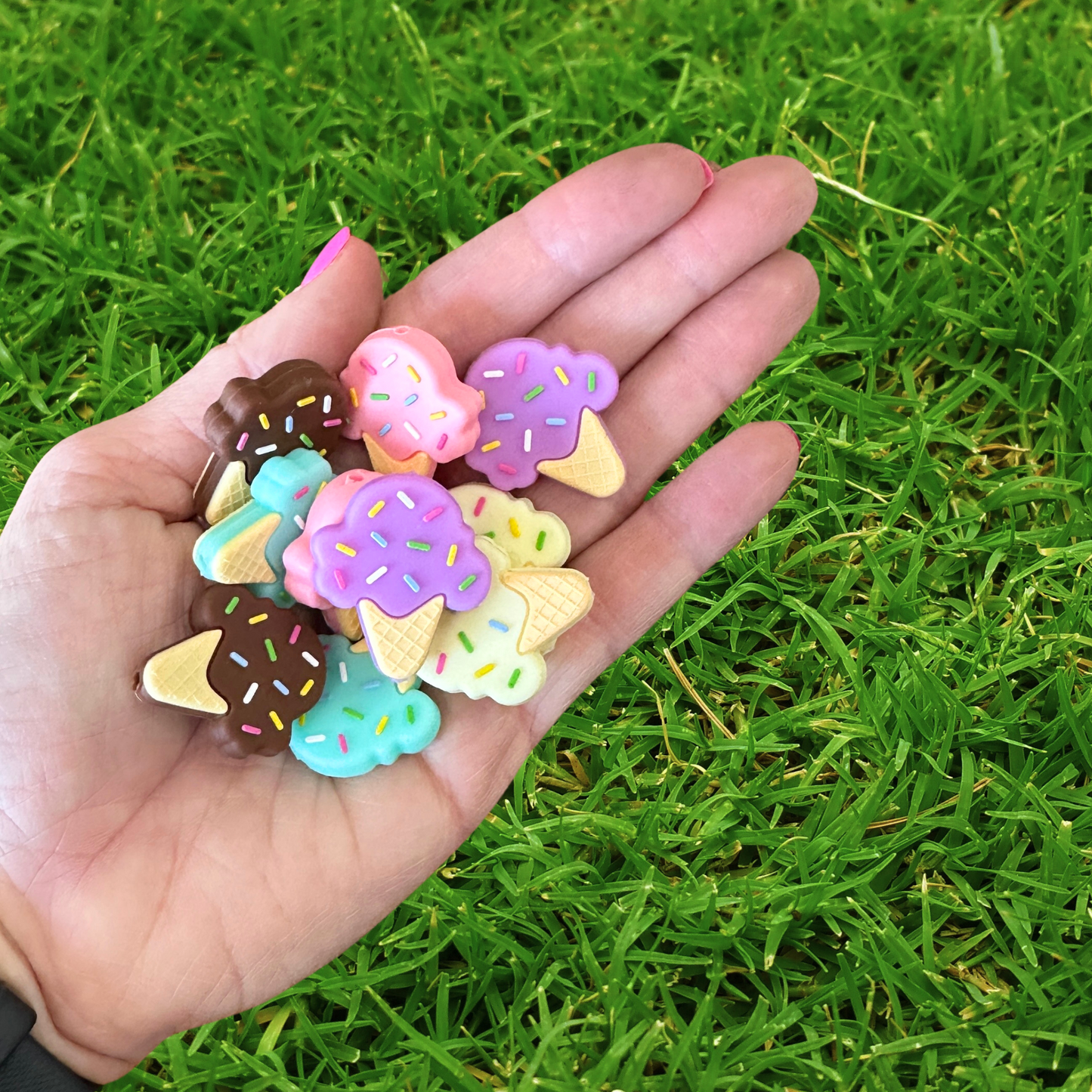 Ice Cream Cone Silicone Focal Bead Set | 12 Pc Mixed