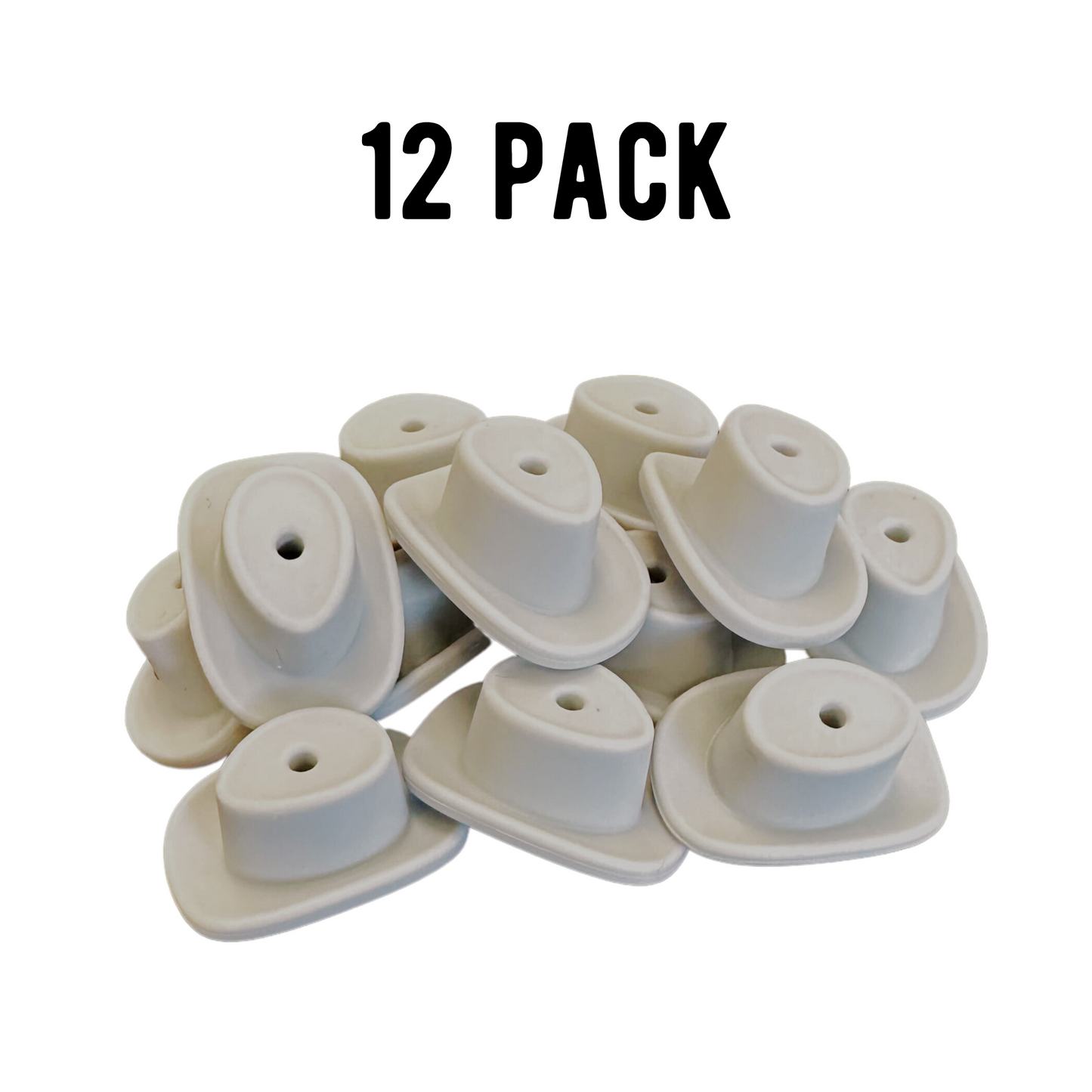 Gray Cowboy Hat Silicone Bead | 12 pk