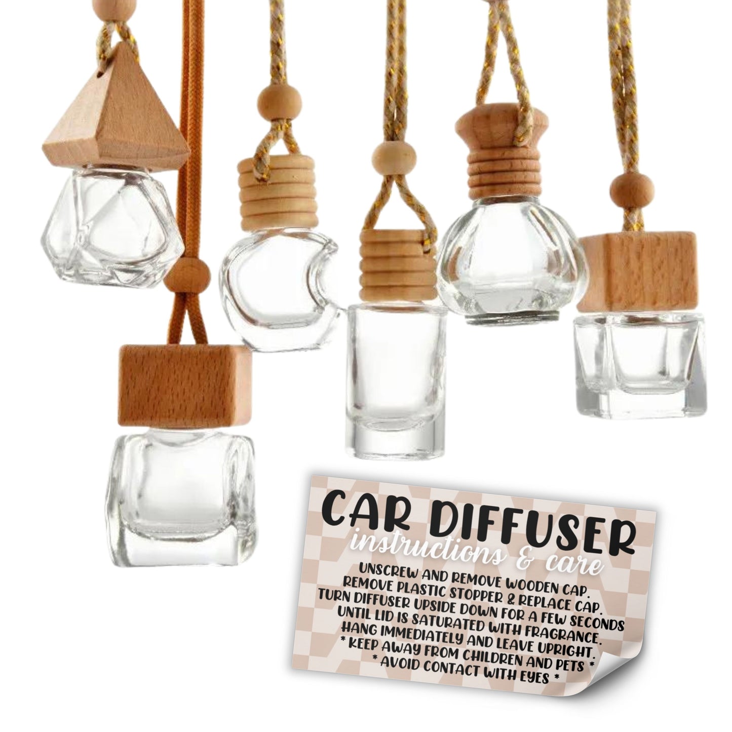 Car Oil Hanging Diffuser Care & Instructions Labels | 250 pc Roll 1.25” x 2.25”