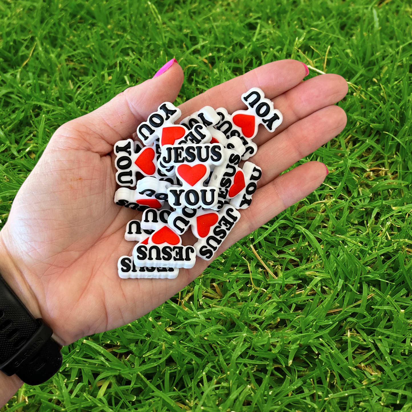 Jesus Loves You Silicone Focal Bead | 12 pack